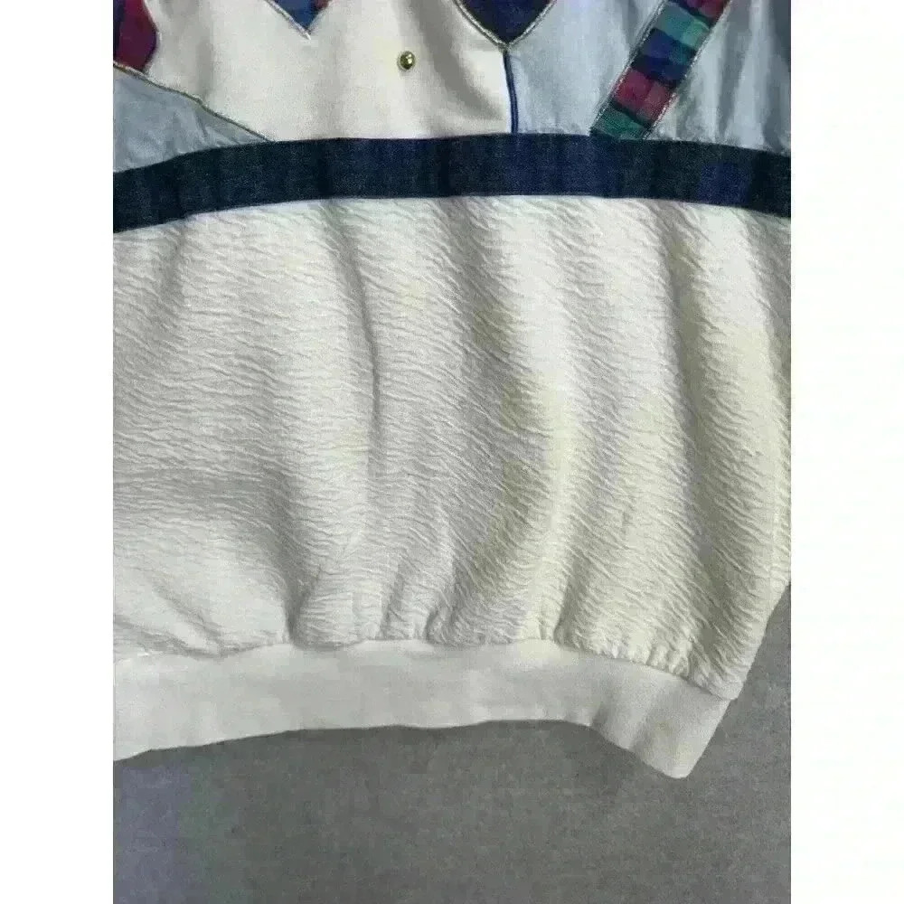VTG 90s Koret City Blues Long Sleeve Embroidered Cotton Sweater Shirt Denim Sz M - Picture 4 of 10